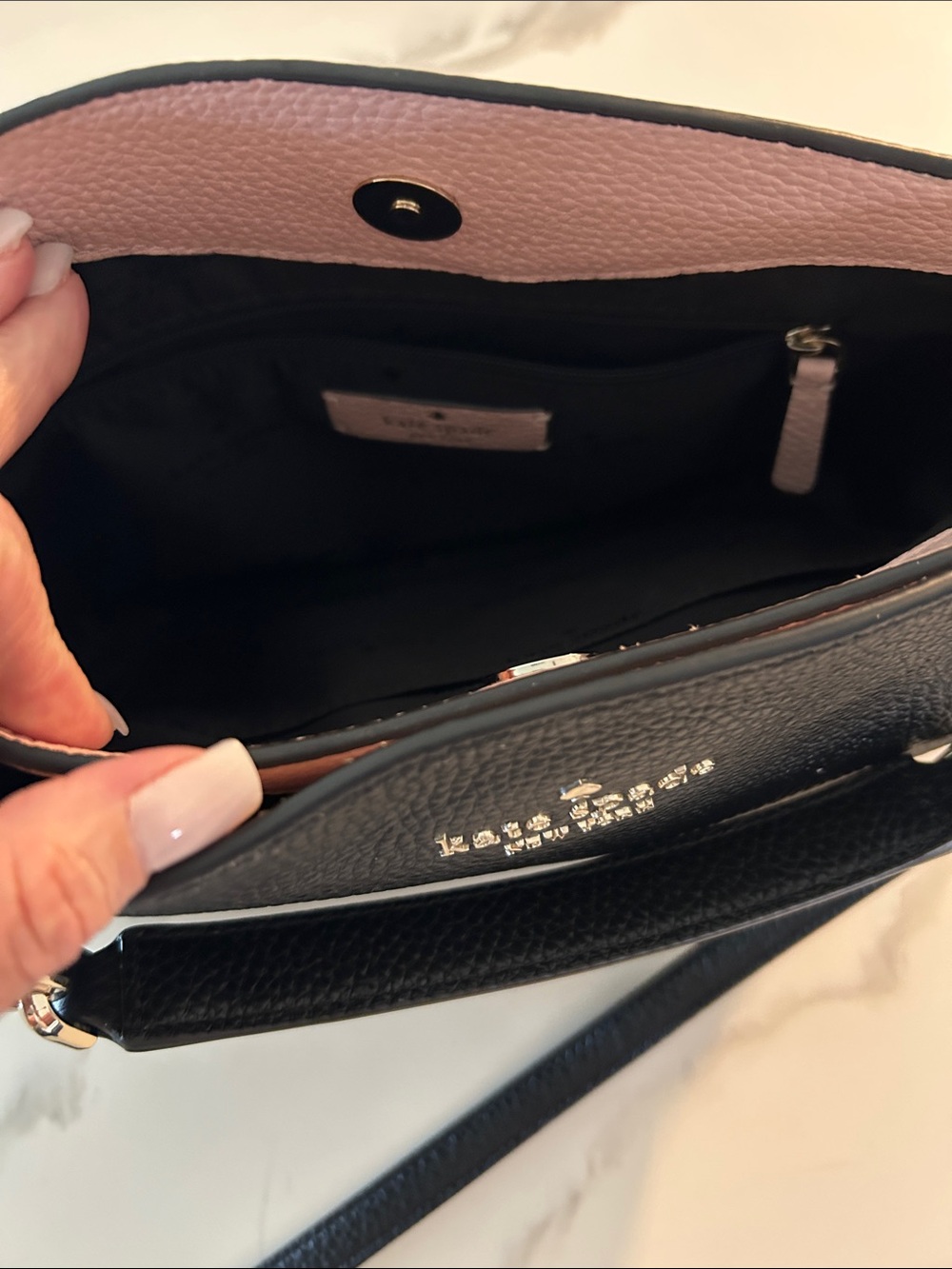 KATE SPADE Black Pebbled Leather purse w/ removable/adjustable straps - Picture 4 of 9